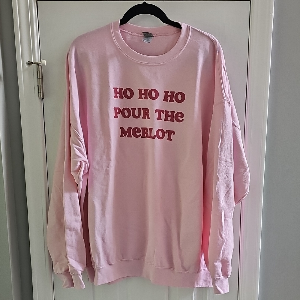 Gildan Light Pink Heavy Blend Christmas Sweatshirt